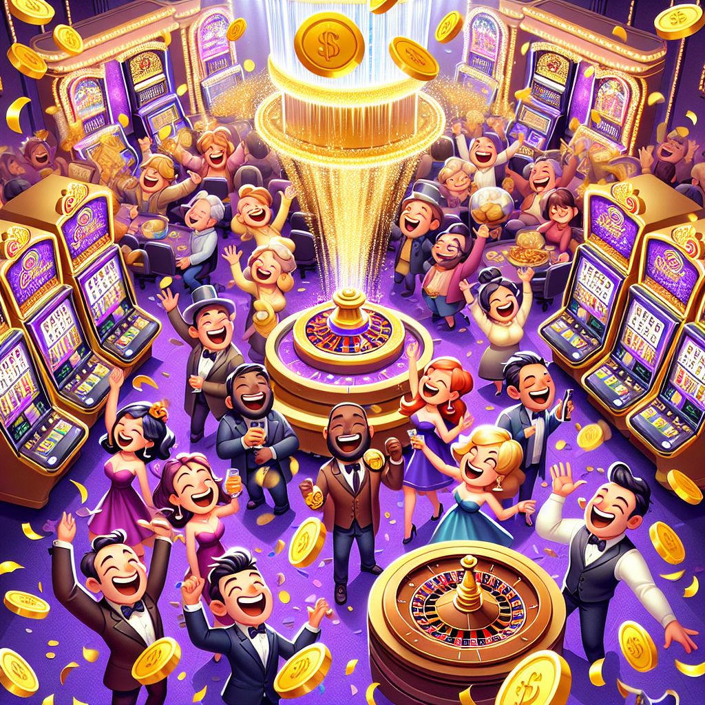 Bat333 Casino themed characters celebrating wins at slot machines and gaming tables